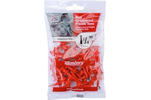 Masters Unisex's Plastic Graduated Tees (Bag of 35), Red, 1 1/4"