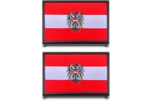 TUYATEZHI 2 Stück Österreich-Adler Flagge Patch Stickerei Taktische Militär Patch,Aufnäher mit Stickereiverschluss Airsoft für Stickereibänder Jacke Rucksäcke Taktische Kleidung Taschen Abzeichen