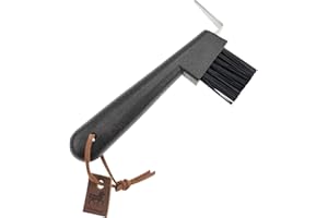 Animalon Kunststoffborsten Hufkratzer mit Bürste | Picker aus rostfreiem Edelstahl | 2 in 1 Hufauskratzer in braun für die Pferde-Hufpflege | Hufräumer Pferd | Pferde-Hufpick