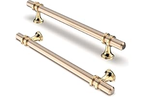 Furniware Pack of 10 Cabinet Handles, Hardware Drawer Pulls, Zinc Alloy + Aluminum Kitchen Cabinet Door Handles Pull, 160mm(6.3 Inch) Hole Center Gold + Oxidized Bright Gold