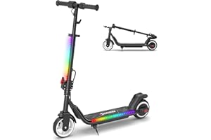 iScooter IK3/IK3MAX Patinete Eléctrico Niños 6,5" Autonomía 9-13km,para 6-15 Años,Velocidad 8/13/19 km/h,Pantalla LED,Luces De Colores,Rosa/Negro
