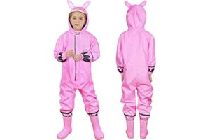 HAGOT Impermeables para Niñas, Encapuchado Mono de Bolsillo, Reutilizable Lluvia Reflectante, Dibujos Animados Estampados Chaqueta Lluvia, Chubasqueros Chaquetas Ligero Capa de Lluvia