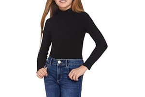 Arshiner Langarmshirt Mädchen Rollkragen Basic Shirt Kinder Herbst Winter Oberteil Casual Stretch Tops Weich Haut Unterziehshirt Einfarbige T-Shirt, 4-14 Jahre