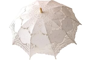 Jellbaby Parasol en dentelle blanche pour femme victorienne Accessoire de costume de mariée Décoration de fête (Blanc)