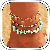 Tobillera Bohemia De Doble Capa Con Lentejuelas Doradas Y Perlas, Ajustable, Para Playa O Fiesta