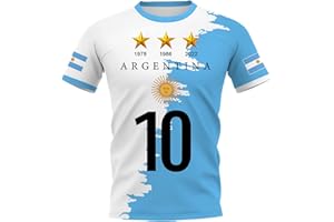 YuanDiann 2022 Fußballweltmeisterschaft Argentinien Gewinnt Gedenk T-Shirts 3-Sterne Flaggendruck Kurzarm Rundhals Fussballtrikot Fanshirt für Herren und Damen