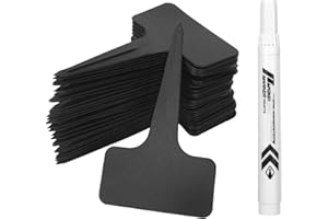 LONGHONEYSONG 100 Stk Plastik Pflanzenschilder zum Beschriften, 6X10cm Kräuterschilder mit Marker für Pflanzen Draussen Wetterfest, Pflanzschilder für Garten, Obstgarten, Bauernhöfe (Schwarz)