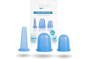 SKYVOV 3 STÜCK - FUCHSI Schröpfgläser aus medizinischem Silikon | für Körper und Gesicht inkl. Aufbewahrungsbeutel | Schröpfen gegen Cellulite, Falten und Verspannungen | Schröpfmassage, Schröpftherapie