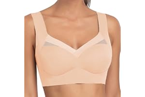 Cocila Reggiseno Sportivo Donna Sostegno Forte Reggiseno Regolabile da Donna con Canotta in Pizzo Senza Spalline di Grandi Dimensioni con Laterale Sottile Reggiseno Rosso Everyday Bra