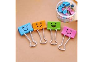 Coideal Metalowe spinacze do papieru, 25 mm średnie kolorowe metalowe składane klipsy z uśmiechniętą twarzą do biura domu (1 cal, 48 sztuk)