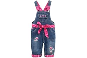 Peacolate 3M-3Jahre Säugling Baby Mädchen Denim Overall Bestickter Latzhose Jeans Hose