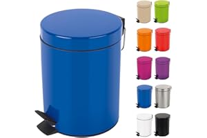 Spirella Pattumiera Sydney in Metallo da 3 o 5 Litri con Contenitore Interno in Plastica Riciclata per Bagno, Pattumiera a Pedale, Blu