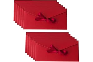 LYQAQ 10 Pack Gift Envelopes with Ribbon Closure,Kraft Paper Money Envelopes for Cash Gifts,Money Gifts Envelope,Christmas Money Wallets for Christmas & New Year,Invitation for Festival Party Greeting