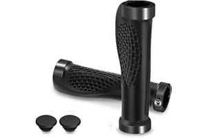PENUSPT Cycling Handlebar Grips, Ergonomic Bicycle Handlebar Grips with Aluminum Screw Double Lock-on Rubber Bike Grips for BMX, Road Bike, Urban Bike and Folding Bicycle (Suitable for 22 mm Handlebar)