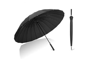 Meichoon Duży parasol 24 żebra mocne wiatroszczelne włókno szklane Bumbersoll długi uchwyt ręczny biznes golf bumbershoot outdoor kobiety mężczyźni wiele kolorów KS46