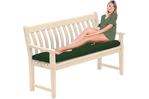 PINKFAIRY Garden Bench Cushion 2 Seater - Patio Pub Furniture Storage Box Pad - Swing Chair Water Resistant Cushion - Soft Thick Seat Cushions for Rattan Chair 108x45x6cm (Bottle Green)