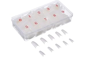 SIKEYDELS 500pcs Unghie Finte Adesive in Acrilico Ricostruzione Unghie Naturale Artificiale Falsi Unghie da Donna per Saloni di Manicure Unghie Francese Artificiale Falsi Unghie con Scatola Arte Nail Tips