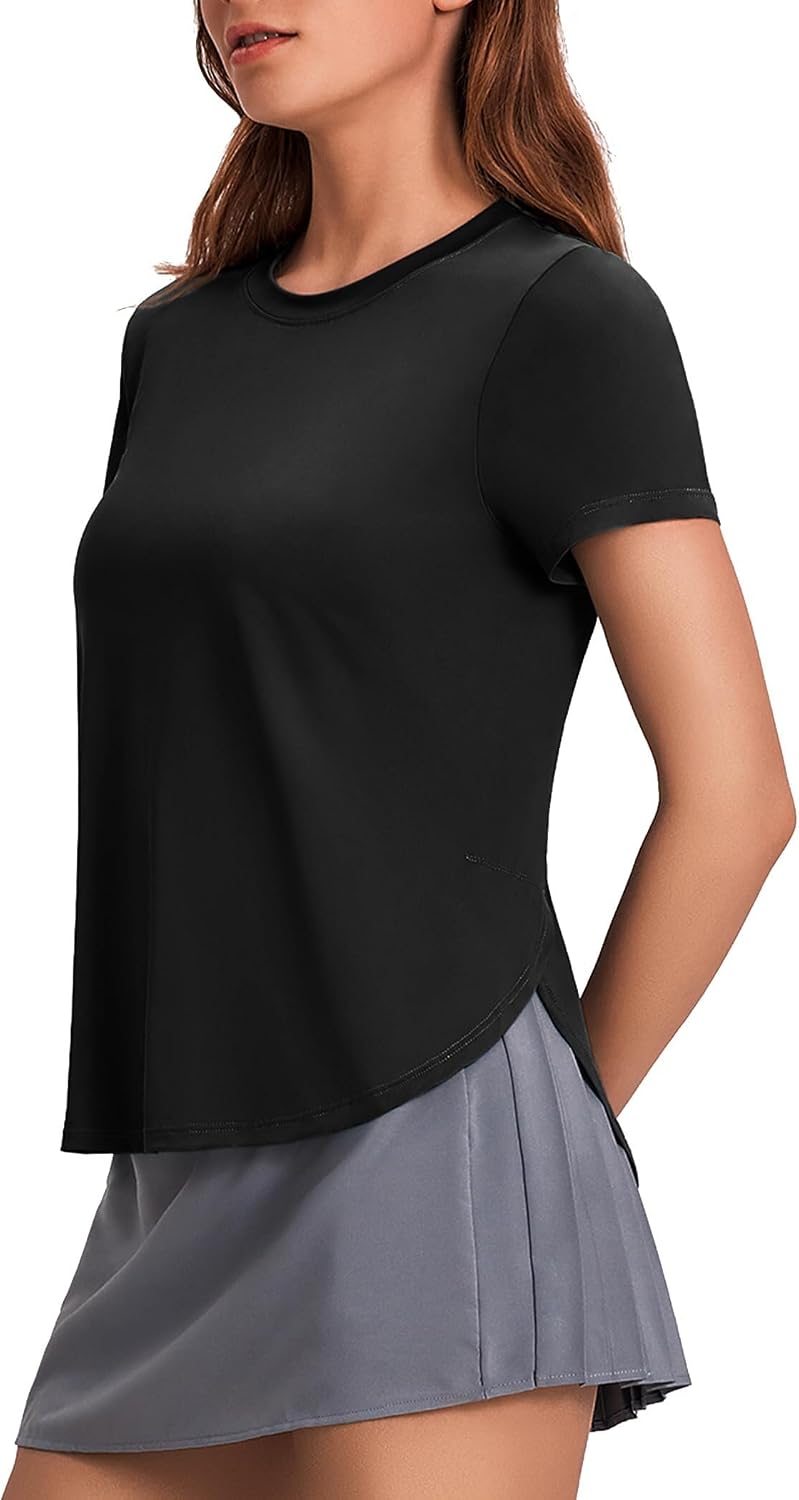 PINSPARK Camiseta Deportiva de Manga Corta para Mujer con protección Solar UPF 50+, Camiseta Deportiva de Secado rápido con protección UV, Shirt Holgada y Transpirable para Yoga