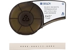 Brady PermaSleeve Heat-Shrink Polyolefin Label Tape for Label Printers M210 & M211 - Electrical Labelling, Wire and Cable Labelling - Black on White (16.40 mm x 2.10 m) - M21-375-C-342