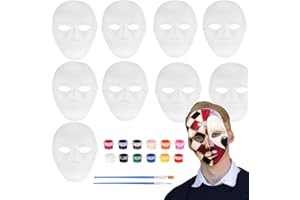 Aszaui Máscaras de Papel Blanco para Pintar Carnaval,Máscara de Pintada para Niños Adultos,Máscaras Pintada a Mano, DIY Máscara Blanca Niños Adultos