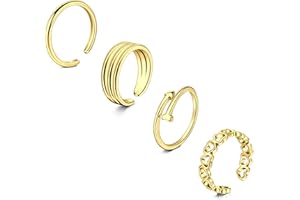 Briana Williams 4pcs Toe Ring stainless steel Silver Gold Adjustable Open Rings