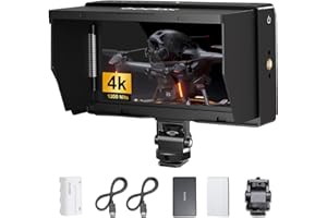 Godox GM55 5,5 Inch Touch-Steuerung 4k Monitor mit Batterie 410nit Kamera DSLR Field Monitor HDMI 1920x1080 IPS 3D LUT Typ-C mit NP-F550 Akku mit NP-F550 Akku mit Sonnenblende für Sony Canon Nikon