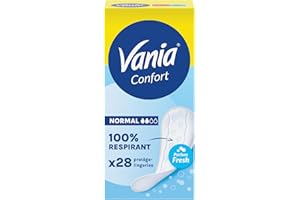 Vania | Protège-Slips Confort Normal Parfum Fresh (boîte de 28 pièces) – Protège-lingeries 100% respirant et confortables – Protection hygiénique avec ajustement parfait et tenue optimale