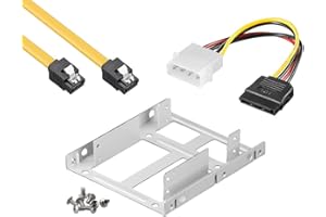 ‎BAYTRONIC baytronic Einbauset doppelter Einbaurahmen für 2X 2,5" Festplatten/SSD's auf 3,5" Adapter Mounting Frame Halterung Schienen inkl. 30cm SATA Kabel + 4Pin Sata Adapter