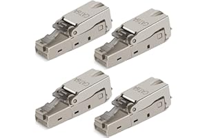 Greluma 4 Pcs spina modulare per connessione di campo RJ-45 Cat6 / 6A senza attrezzi, Cat6A RJ45 schermato per cavo di installazione 23-26AWG