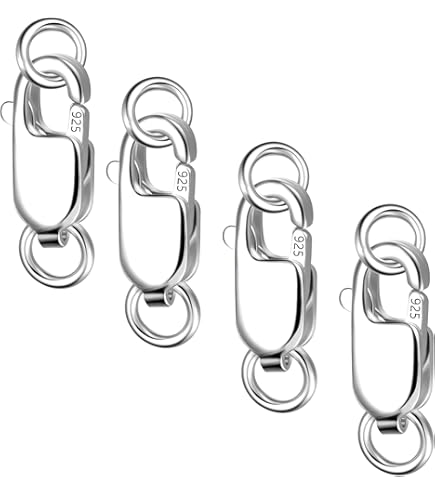 Lot De 3 Fermoirs Mousquetons Argent 925 - 9mm (11mm Avec Anneau) - Sans Nickel Pour Bijoux DIY