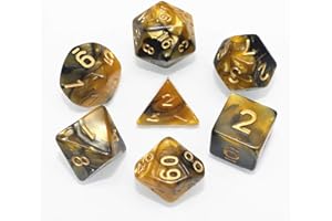 HD DICE DND RPG Polyhedral Game Dice Set for Dungeons and Dragons D&D Pathfinder MTG Role Playing Game Dice (Yellow & Black)