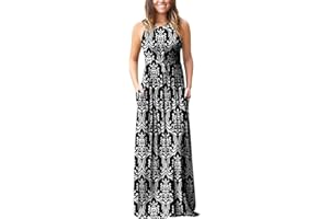 PCEAIIH Women's Casual Sleeveless/Long Sleeve/Short Sleeve Deep V Maxi Dress Loose Long Dresses with Pockets