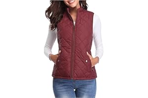 vokkrv Chaleco Mujer Acolchado Invierno sin Mangas Chaqueta de Cintura Cuello Alto Cremallera Chaleco Plumífero Plegable y Ligero Chaqueta sin Mangas Entretiempo Otoño Abrigo sin Mangas Exteriores
