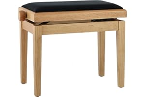 Banc de piano GEWA Deluxe, bois massif, réglable en hauteur, chêne mat