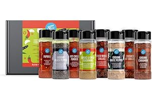 Marque Amazon - Happy Belly - ÉPICÉ, (Poivre blanc,Poivre noir,Ail et Chili,Paprika,Gingembre,Cannelle), 8 Unité (Lot de 1)