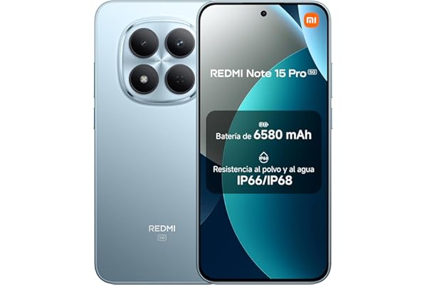XIAOMI REDMI Note 15 Pro 5G - Smartphone de 12+512GB, Pantalla de 6,83" 1.5K AMOLED, MediaTek Dimensity 7400-Ultra, cámara de 200MP, 6580 mAh, Cargador no Incluido, Azul Glaciar (Versión ES)