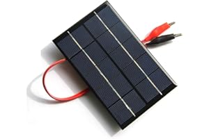 ZONADAH 2W 5V Mini kit de panel solar, pinza de cocodrilo de cable de 35 cm, cargador de batería, bricolaje para el hogar, proyectos escolares de ciencia, camping, pesca, senderismo