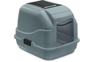 PETGARD Recycling Katzentoilette Katzenklo Haubentoilette Easy Cat mit Filter und Schaufel Grau