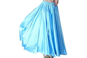 MUNAFIE Falda de satén de danza del vientre falda larga completa del oscilación para principiantes