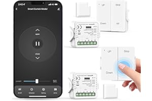 Maxcio Interruttore Tapparelle WIFI con telecomando RF, Relè per Modulo Tapparelle con Funzione Percentuale, Timer, Controllo Voce e Tramite App, Compatibile Con Alexa/Google Home, Smart Life, 2 Packs