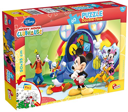 Lisciani - Mickey Mouse Puzzle 60 Piezas & Doble Cara coloreable - 50x35 cm (ColorBaby 42660)