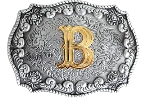 LKMY Hebillas de cinturón para hombre con letra inglesa 3D, estilo occidental del alfabeto de vaquero con letra inicial para hombres