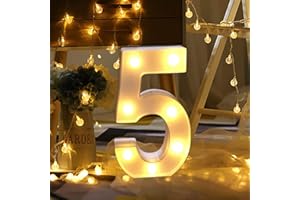 GUIJIYI Chiffres LED - Chiffres lumineux - Chiffres lumineux - 0 1 2 3 4 5 6 7 8 9 - Lumière blanche chaude - Décoration de fête d'anniversaire et Mariage(5)
