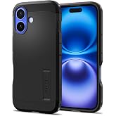 Spigen iPhone 16 ile Uyumlu Kılıf Tough Armor Stand &ouml;zellikli &Ccedil;ift Katmanlı Zırh Koruma Siyah Kapak - ACS08386 (Spigen TR Gar