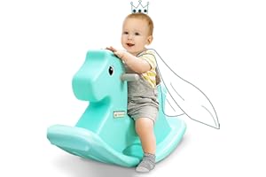 Eastsun Kids Children Rocking Horse,Outdoor Indoor Animal Rocker Ride On Toy,Green Pony Seat with sound for child 18 36 72 months,2 3 4 5 6 year old Baby Todder Toys Gifts