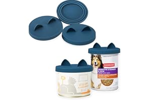 OHMO 3 Pack Dog Food Can Lids, Universal Size Silicone Covers for Cat and Dog Food, Dark Blue