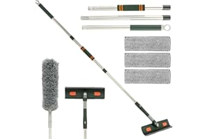 CIVG Raclette Vitre Professionnel,avec 2 Chiffons Microfibres,Longueur jusqu'à 144cm,Kit Nettoyage Vitre Professionnel pour Vitre Fenêtre Pare-Brise(144cm)