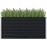 UBaymax Hochbeet Verzinkter Stahl Gartenbeet Pflanzbeet Frühbeet, Garten Blumenkasten Pflanzkasten Terrassen, 160 x 80 x 77 c