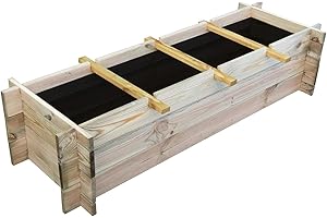ONLYWOOD.IT Onlywood Orto rialzato da esterno 4 Scomparti in Legno Trattato in Autoclave Dimensioni 120 x 40 x 36 cm - Cassoni orto con montaggio ad incastro e tessuto non tessuto compreso