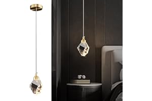 SXTIGER Nowoczesna kryształowa lampa wisząca, 3-kolorowa kryształowa lampa wisząca LED, do kuchni na wyspie sypialni salonu oświetlenie jadalni (złoty)